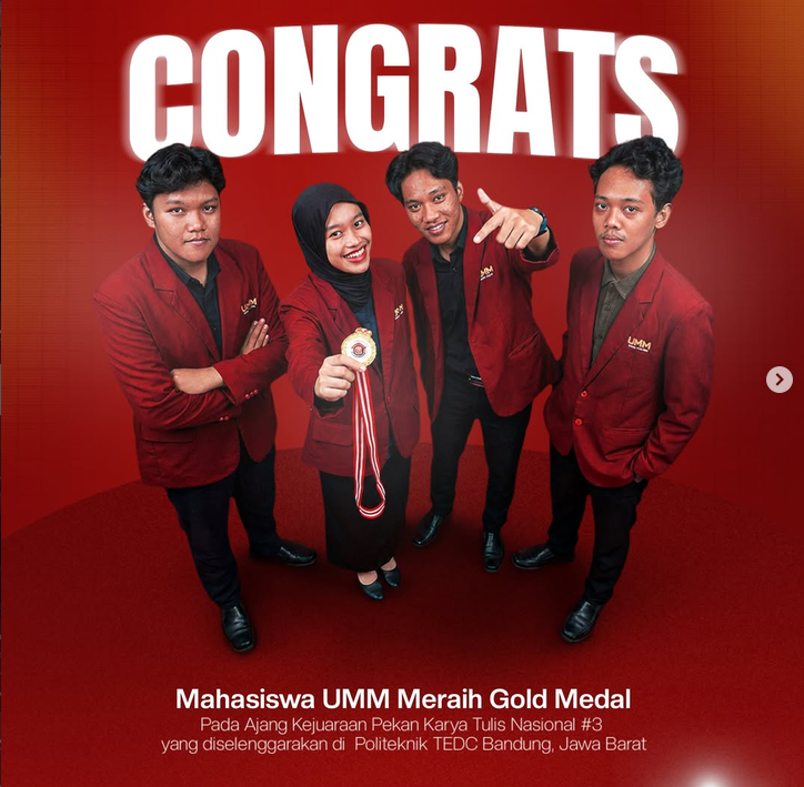 Kolaborasi Lintas Jurusan, Empat Mahasiswa UMM Sabet Medali Emas di Pekan Karya Tulis Nasional #3 Bandung
